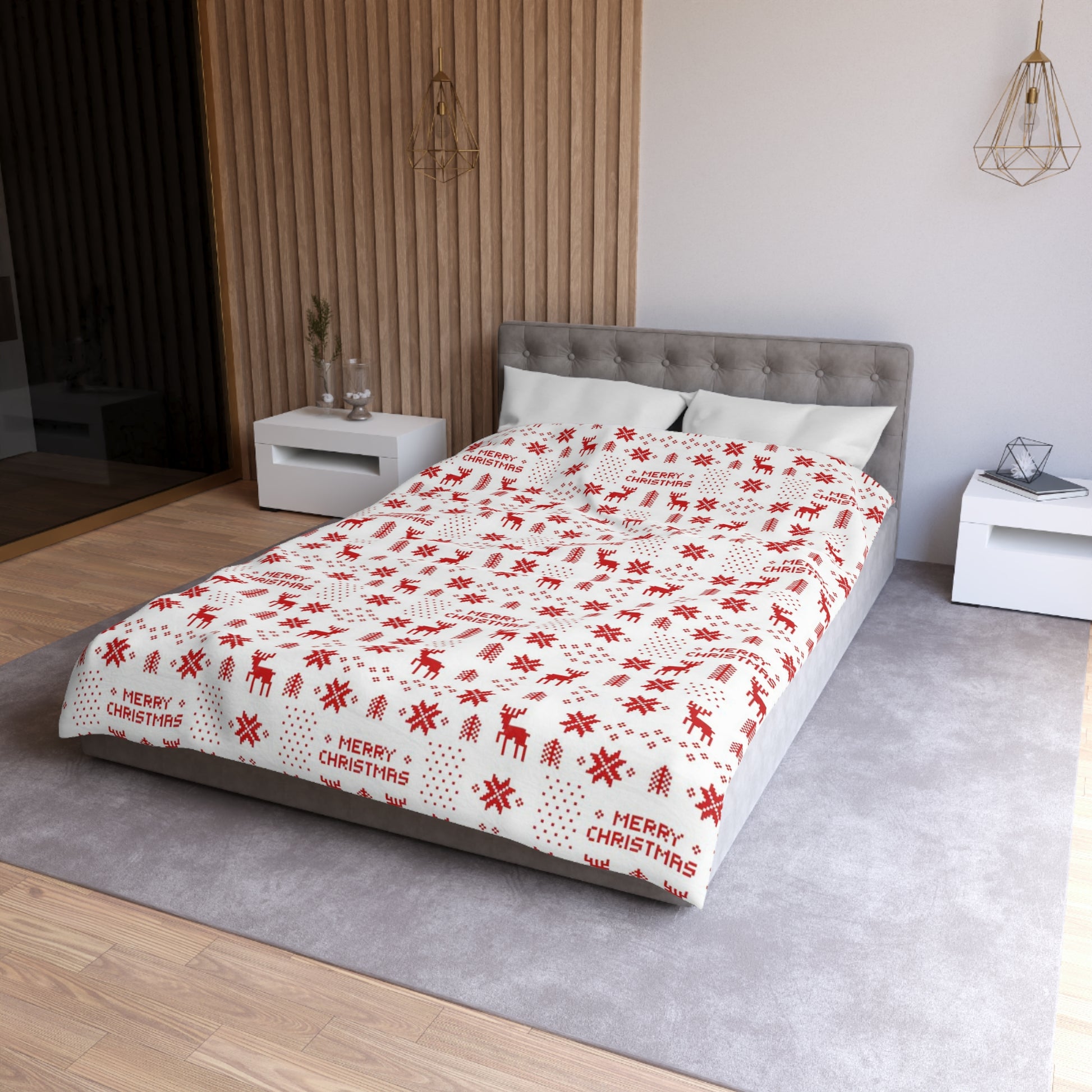 Retro Red Christmas Pattern Duvet Cover