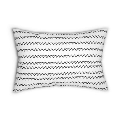 Boho Style Monochromatic Zigzag Wire Pattern Spun Polyester Lumbar Pillow