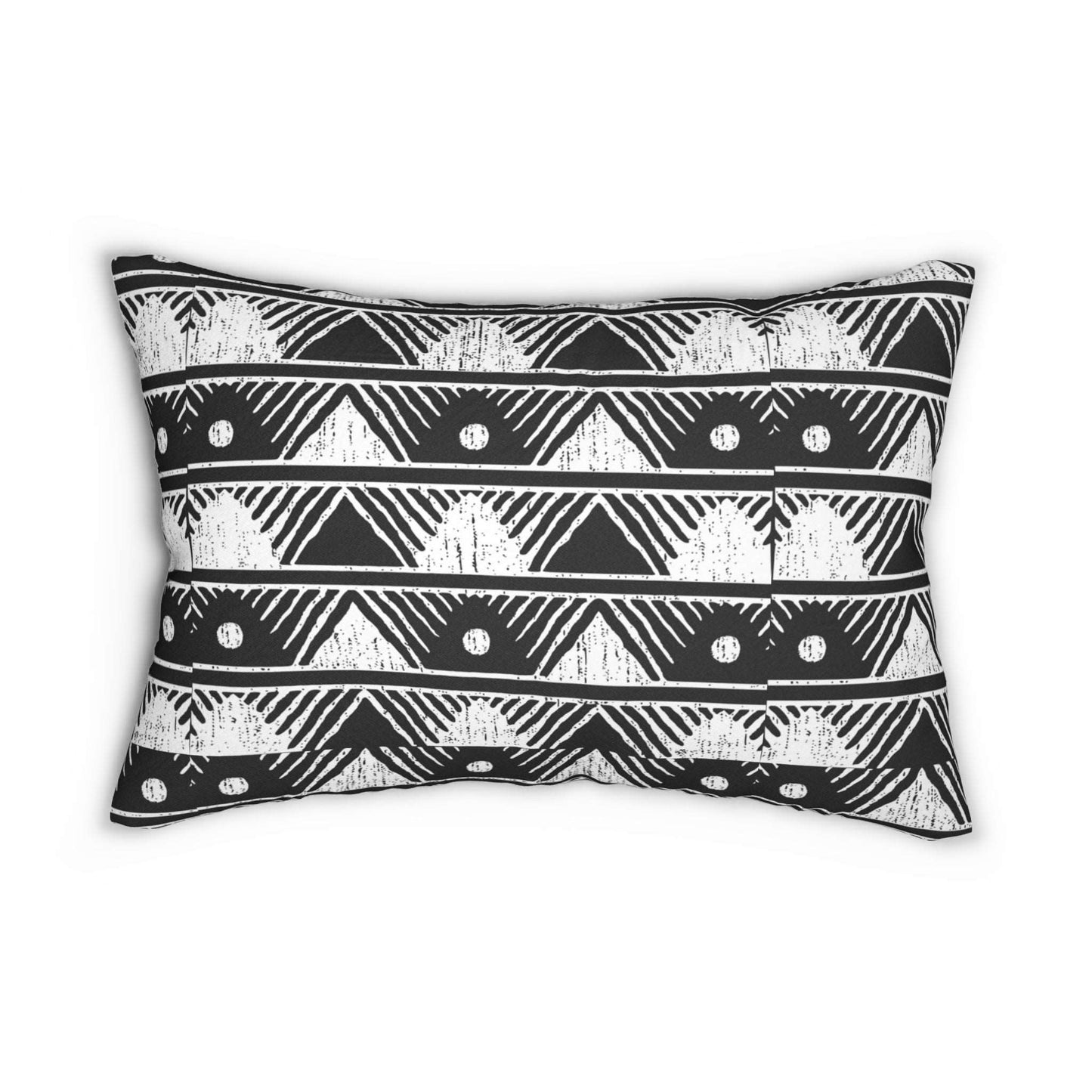 B&W Aztec Tribal Pattern Design Spun Polyester Lumbar Pillow