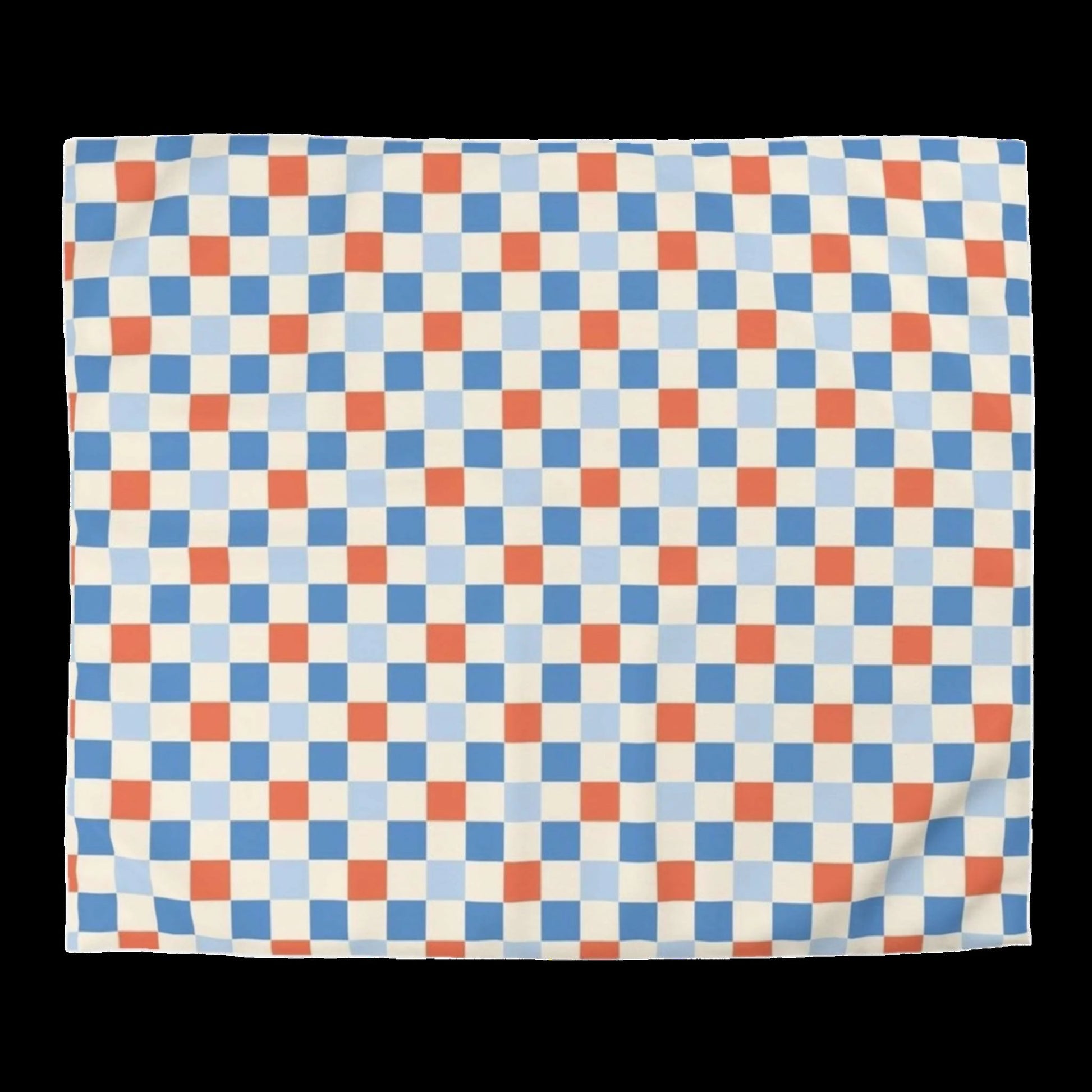 4th of July Blue Checkered Board Duvet Cover - Independence Day Bedroom Furniture, Star-Spangled Bedding