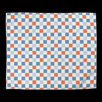 4th of July Blue Checkered Board Duvet Cover - Independence Day Bedroom Furniture, Star-Spangled Bedding