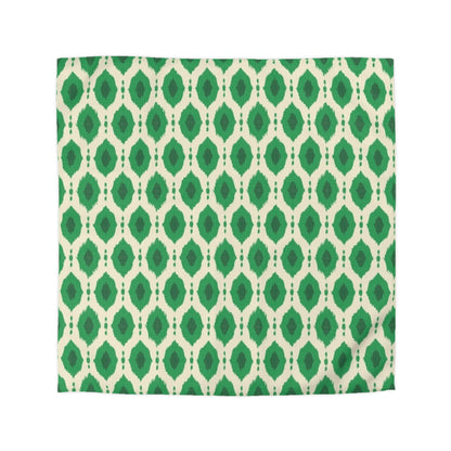 Kelly Green Ikat Motif Duvet Cover - Exotic Bohemian Home Decor