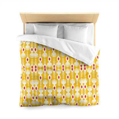 Tribal Yellow Ikat Microfiber Duvet Cover - Exotic Bohemian Global-Inspired Tribal Pattern Bedroom