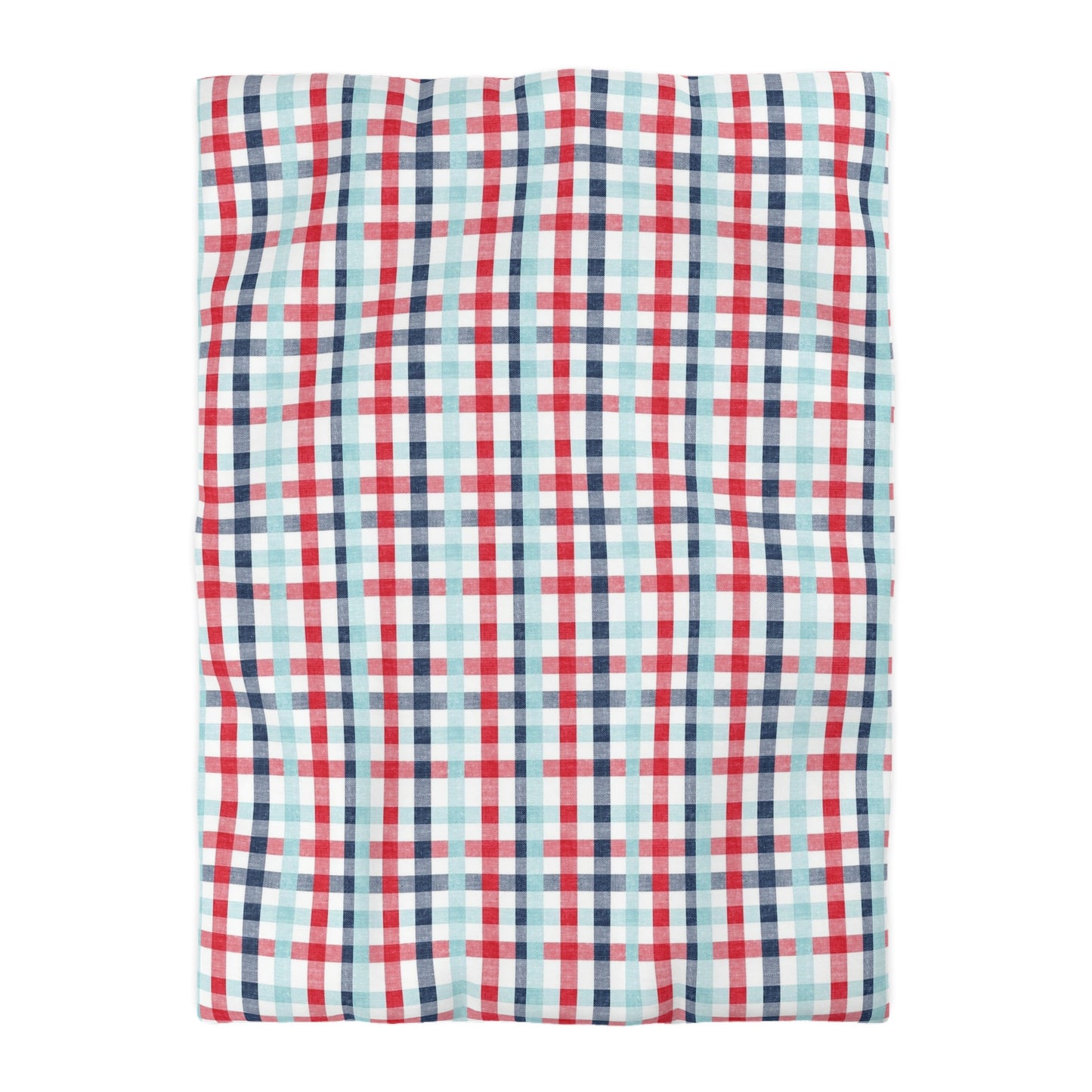 Rustic Red, Blue, and Light Blue Plaid Check Duvet Cover - Country Chic Bedroom Decor