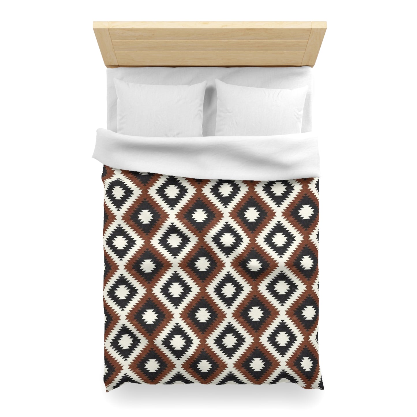 Microfiber Duvet Cover - Aztec Neutrals Inkwell and Brandywine