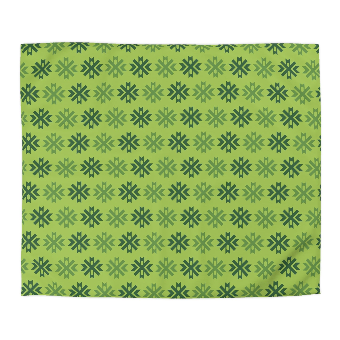 Geometric Pattern Seamless Variable Design, 100% Microfiber Duvet Cover, Green