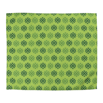 Geometric Pattern Seamless Variable Design, 100% Microfiber Duvet Cover, Green