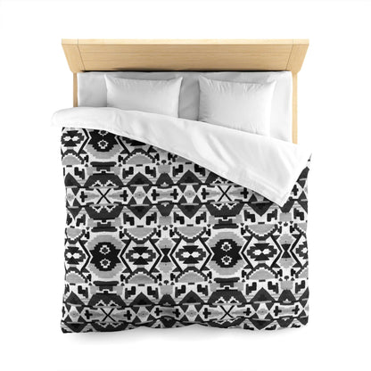 Aztec Inspired Geometry B&W Duvet Cover - Unique Ethnic Tribal Home Decor