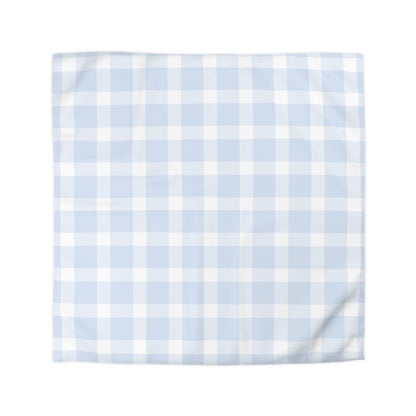 Chambray Blue Buffalo Plaid Duvet Cover - Rustic Country Chic Bedroom Decor, Farmhouse Style Bedding