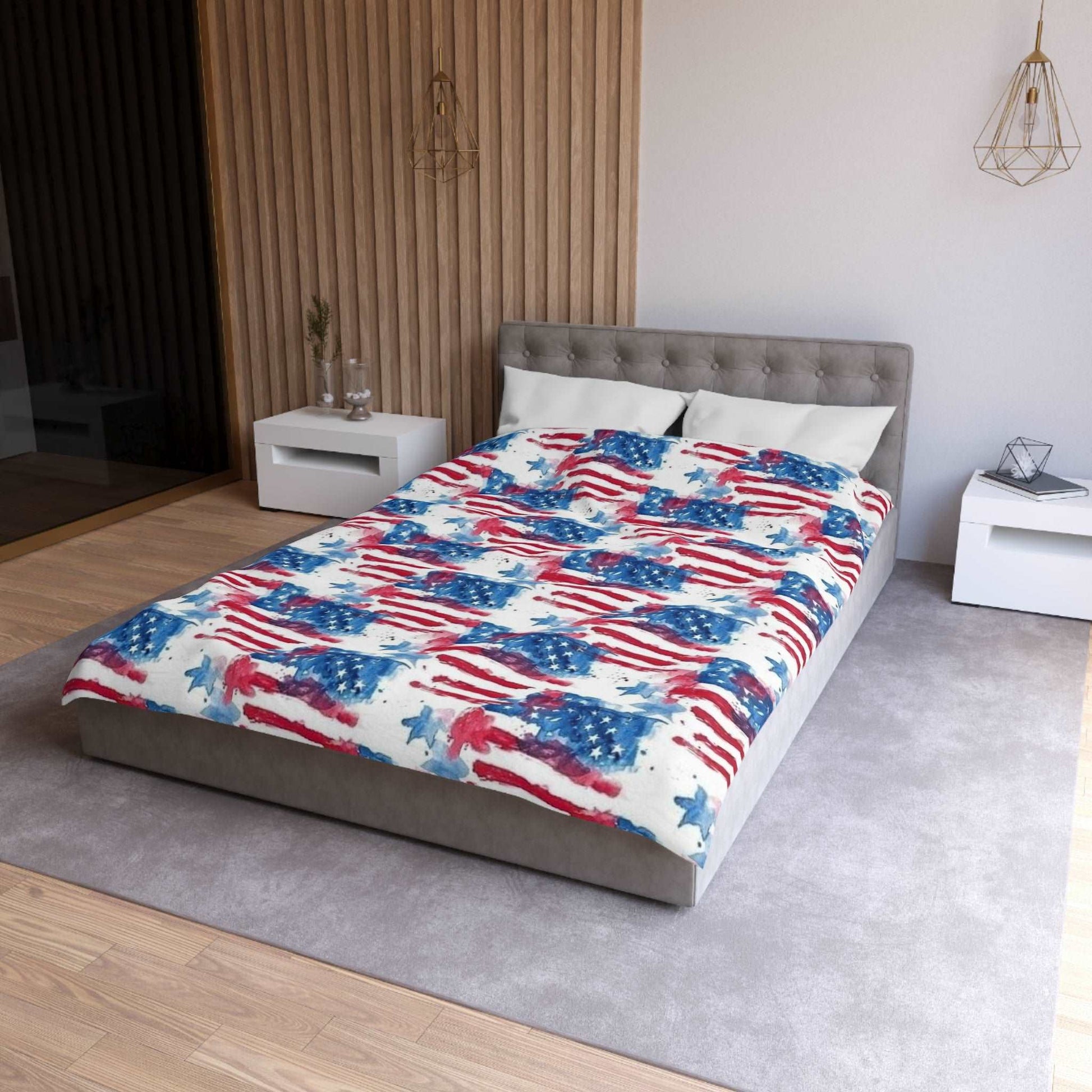 American Flag Red White Blue Stars Stripes 4th of July Duvet Cover