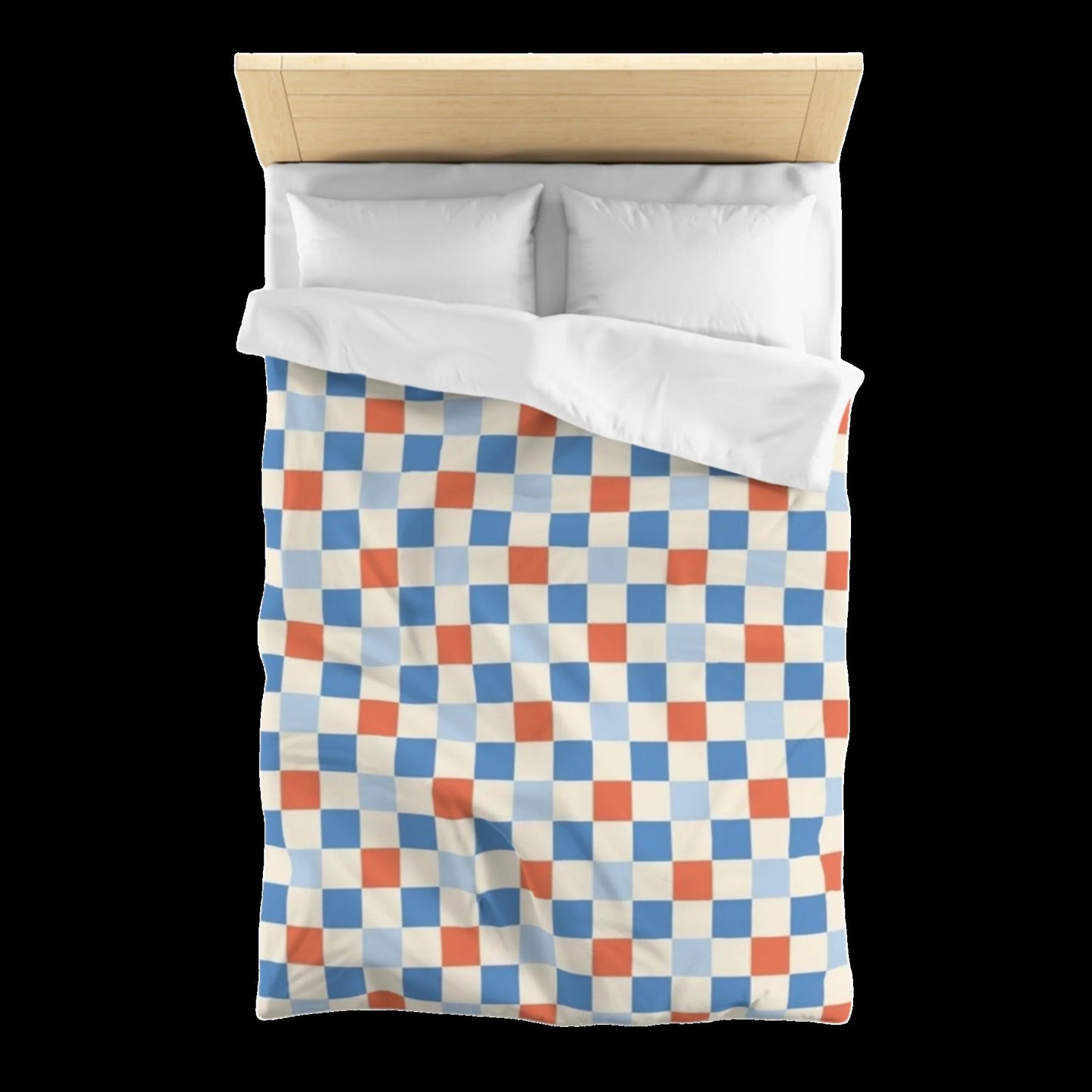 4th of July Blue Checkered Board Duvet Cover - Independence Day Bedroom Furniture, Star-Spangled Bedding