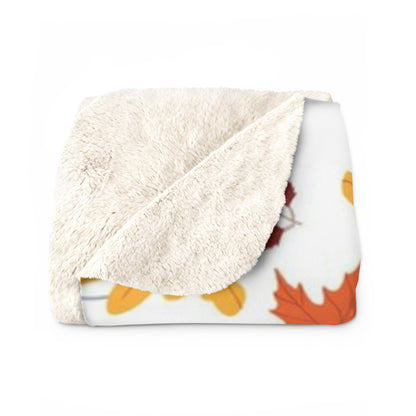 Fall Autumn Leaves in the Wind Sherpa Fleece Blanket - Warm White Accents Design