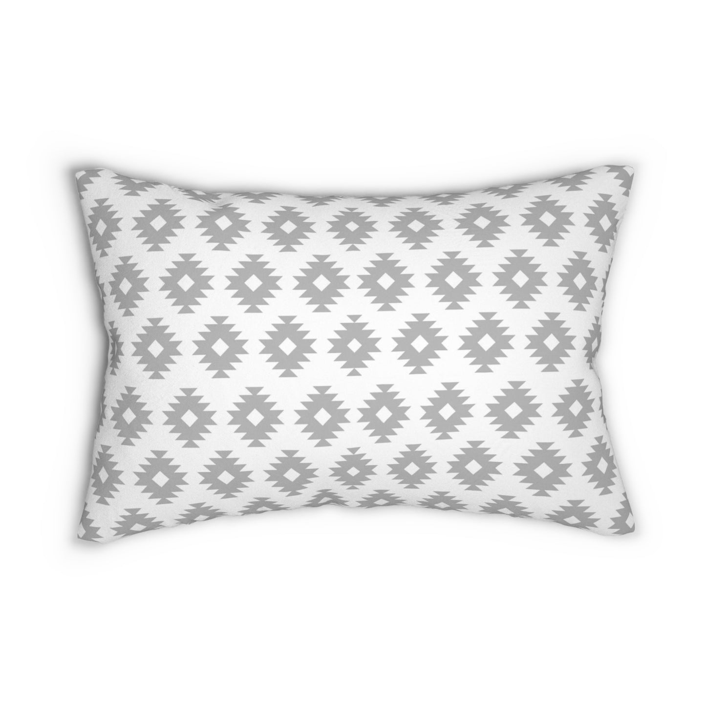 Seamless Gray White Aztec Spun Polyester Lumbar Pillow