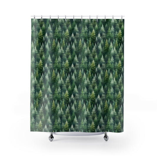 Woodland Pine Forest Rustic Shower Curtain - Stylish Outdoor Bathroom Decor