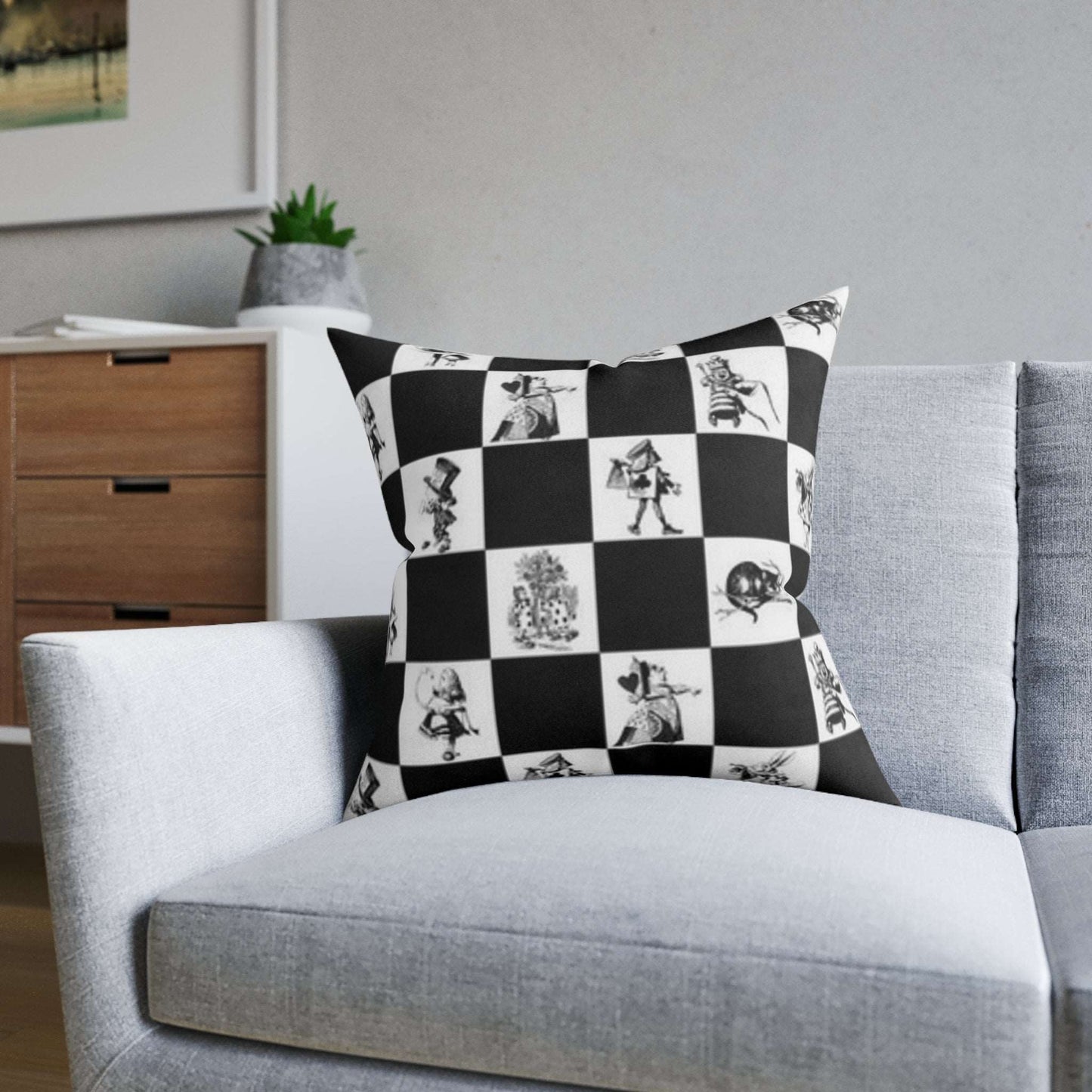 Checker Board Square Pillow - Alice Design