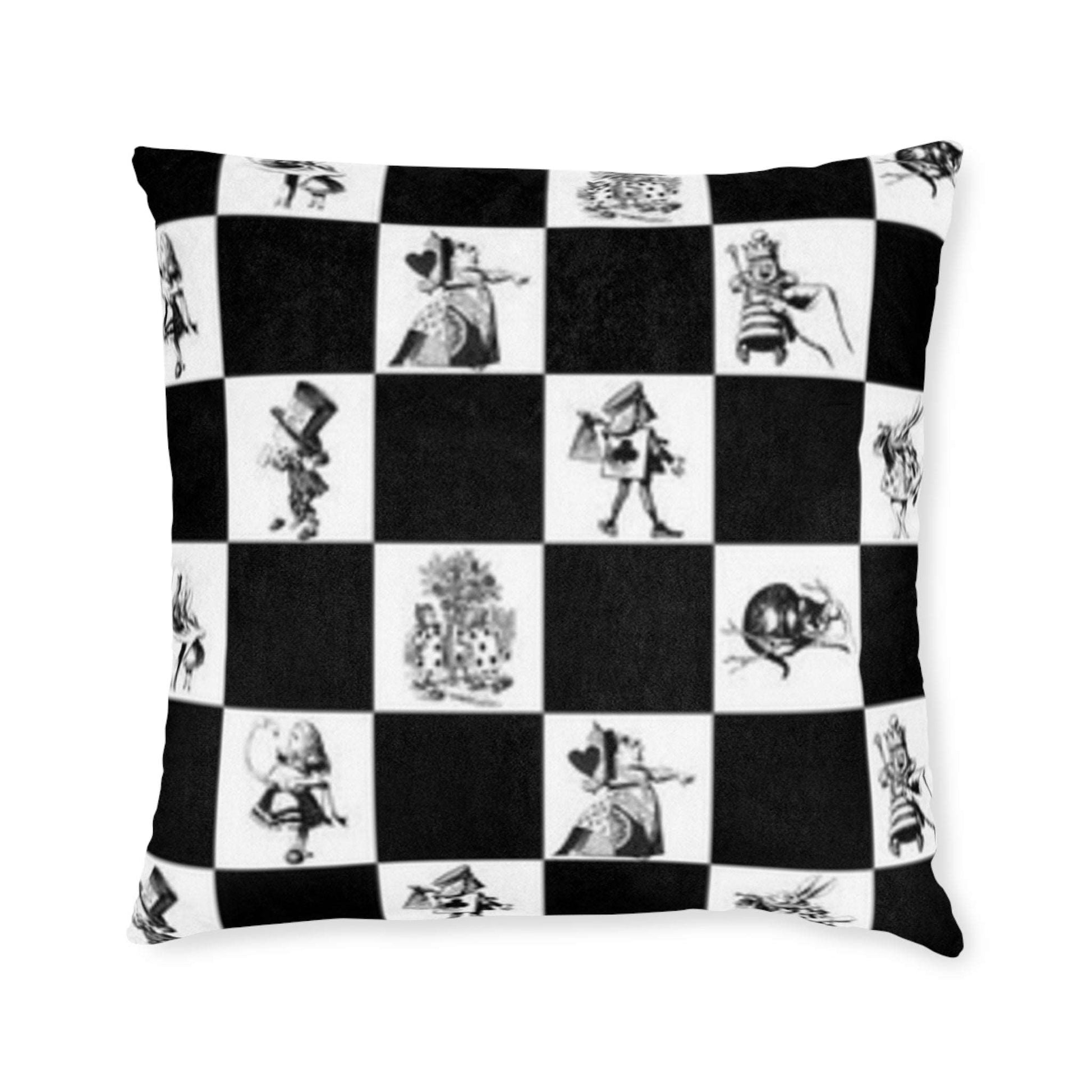 Checker Board Square Pillow - Alice Design