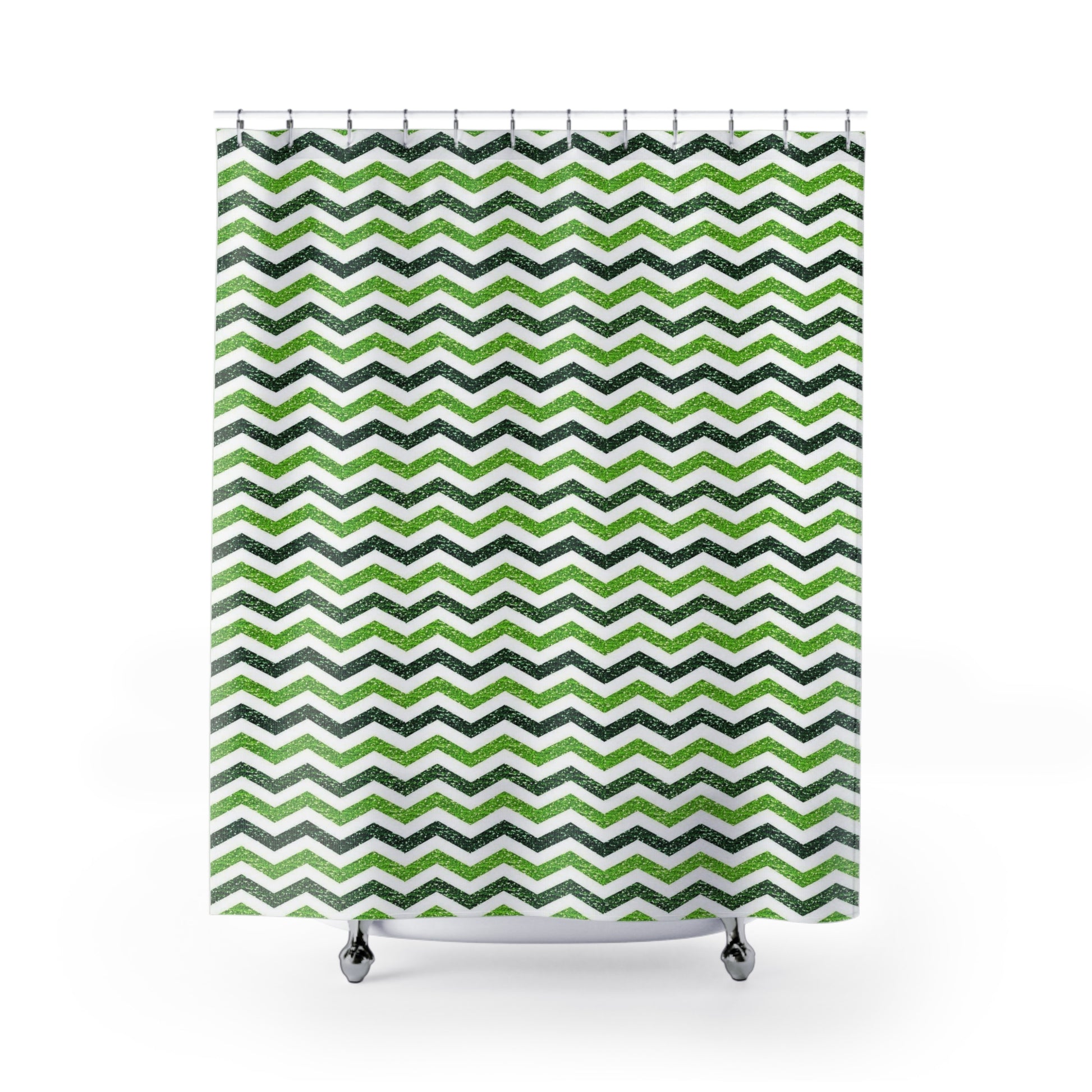 Green Shaded Chevron Shower Curtain