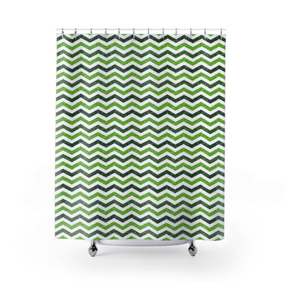 Green Shaded Chevron Shower Curtain