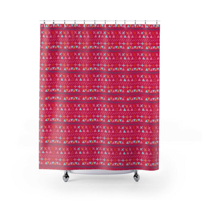 Boho Chic Fuchsia Pink Stripe Pattern Shower Curtain 