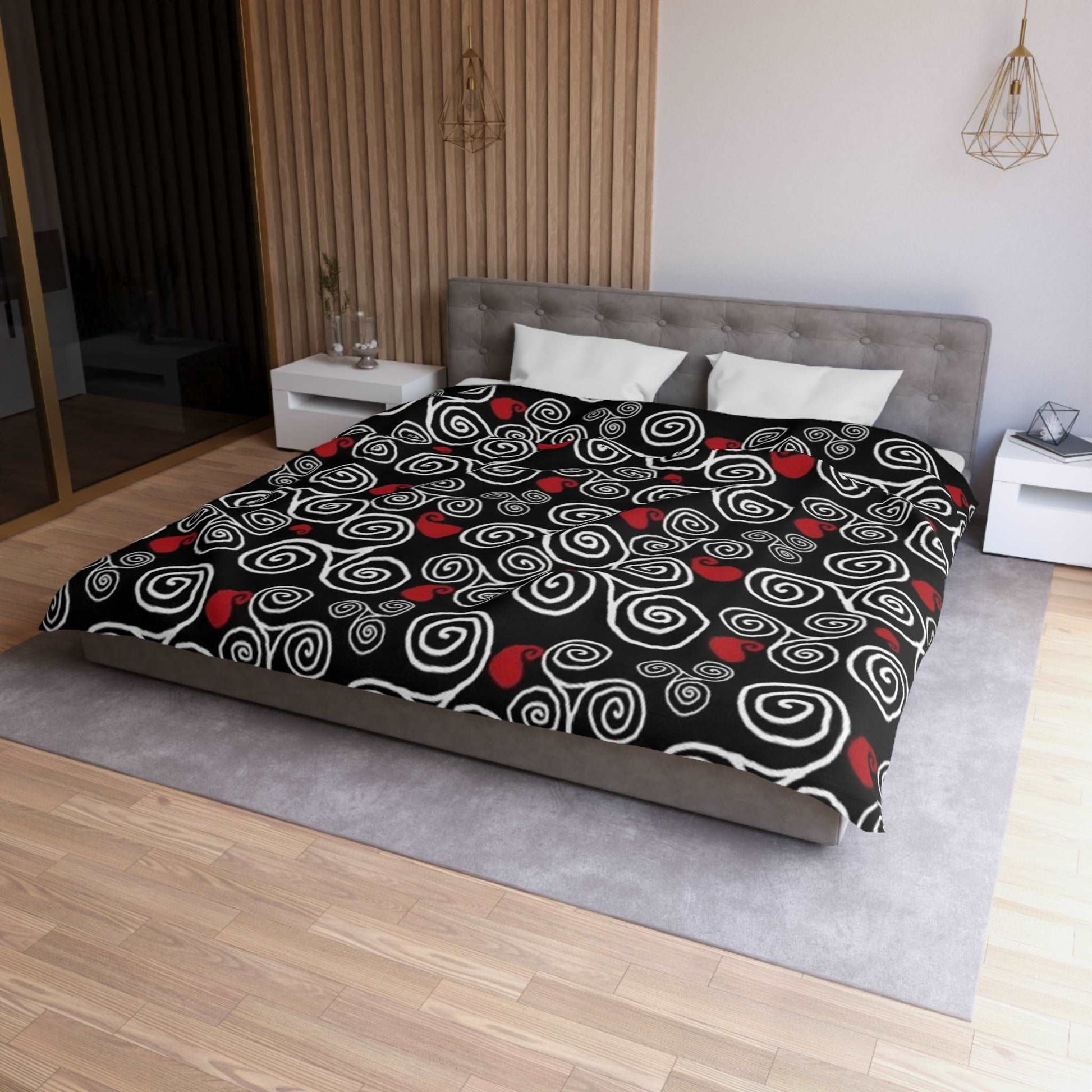 Celtic Triskele Duvet Cover - Triple Spiral Pattern Home Decor