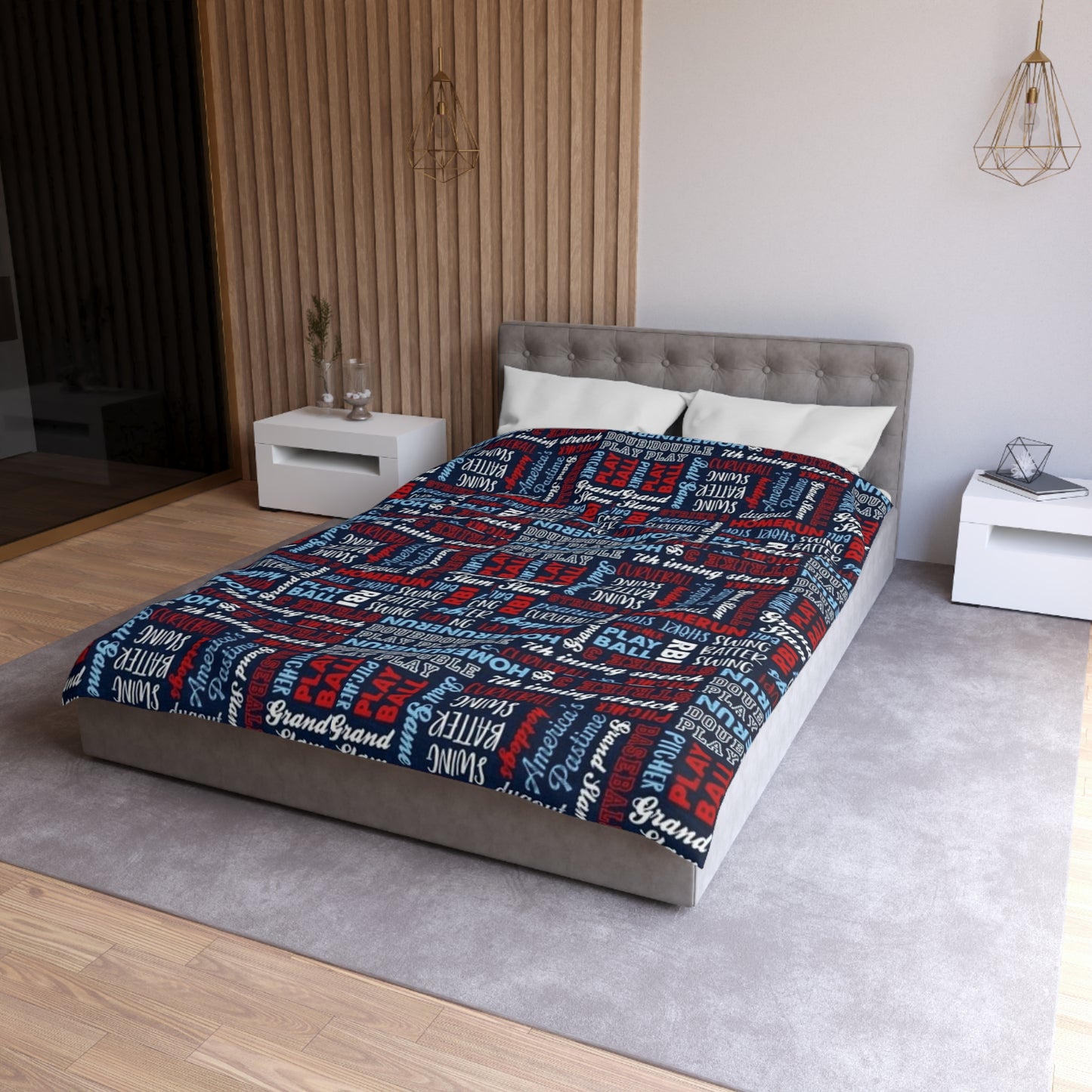 MLB Inspired All Things Baseball American Duvet Cover - Official Baseball Team Colors