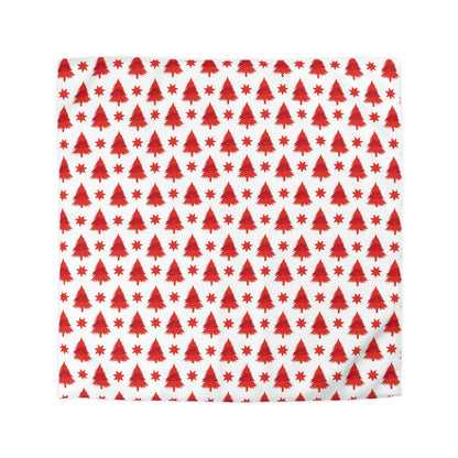 Duvet Cover - Christmas Stars and Trees in Red