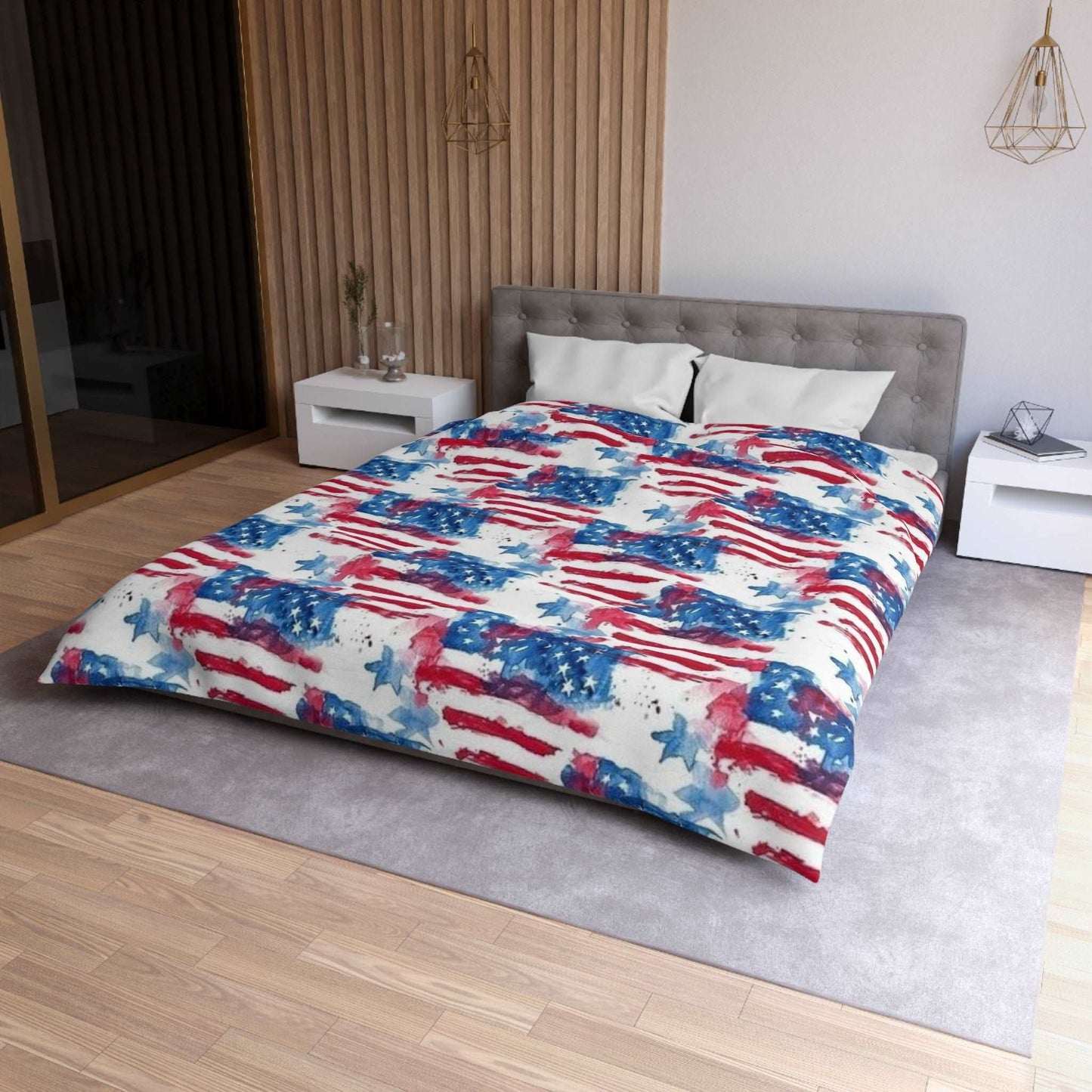 American Flag Red White Blue Stars Stripes 4th of July Duvet Cover