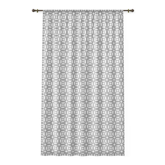 Mid-Century Modern Inspired Gray Sheer Curtain - Minimalist Chic Window Treatment, Light Filtering and UV Blocking for Contemporary Homes