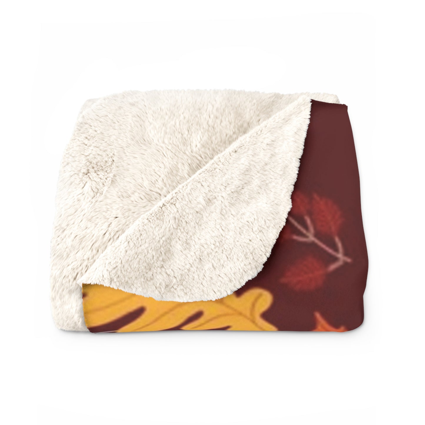 Cozy Dark Red Autumn Leaves Sherpa Fleece Blanket - Fall Season Home Decor