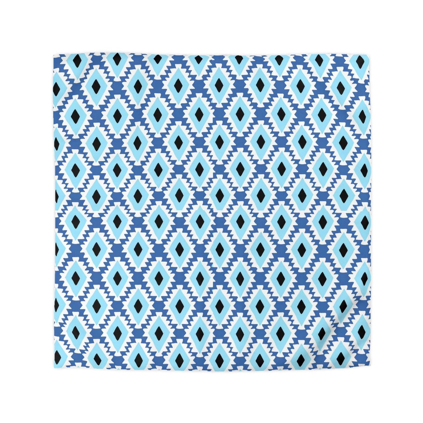 Aztec Style Evil Eye Duvet Cover - Bohemian Blue and Black Tribal Bedding