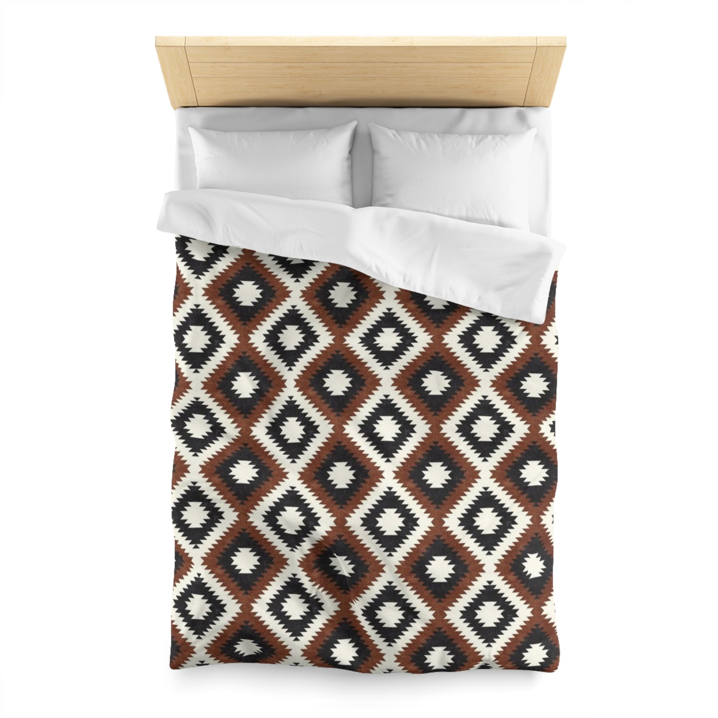 Microfiber Duvet Cover - Aztec Neutrals Inkwell and Brandywine