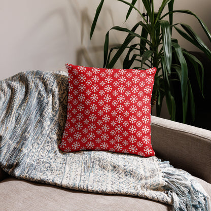 Snowflakes Pattern Christmas Throw Pillow in Red and White