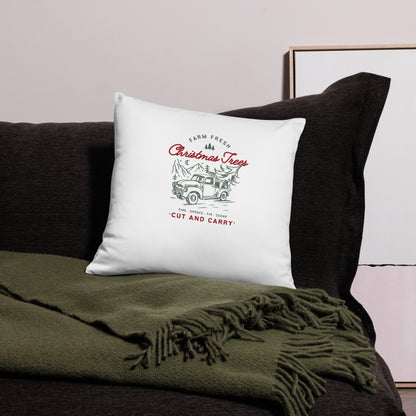 Farm Fresh Christmas Trees Throw Pillow for Holiday Season