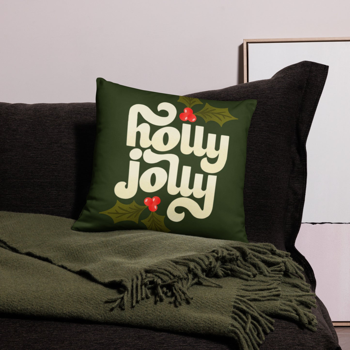 Holly Jolly Christmas Throw Pillow