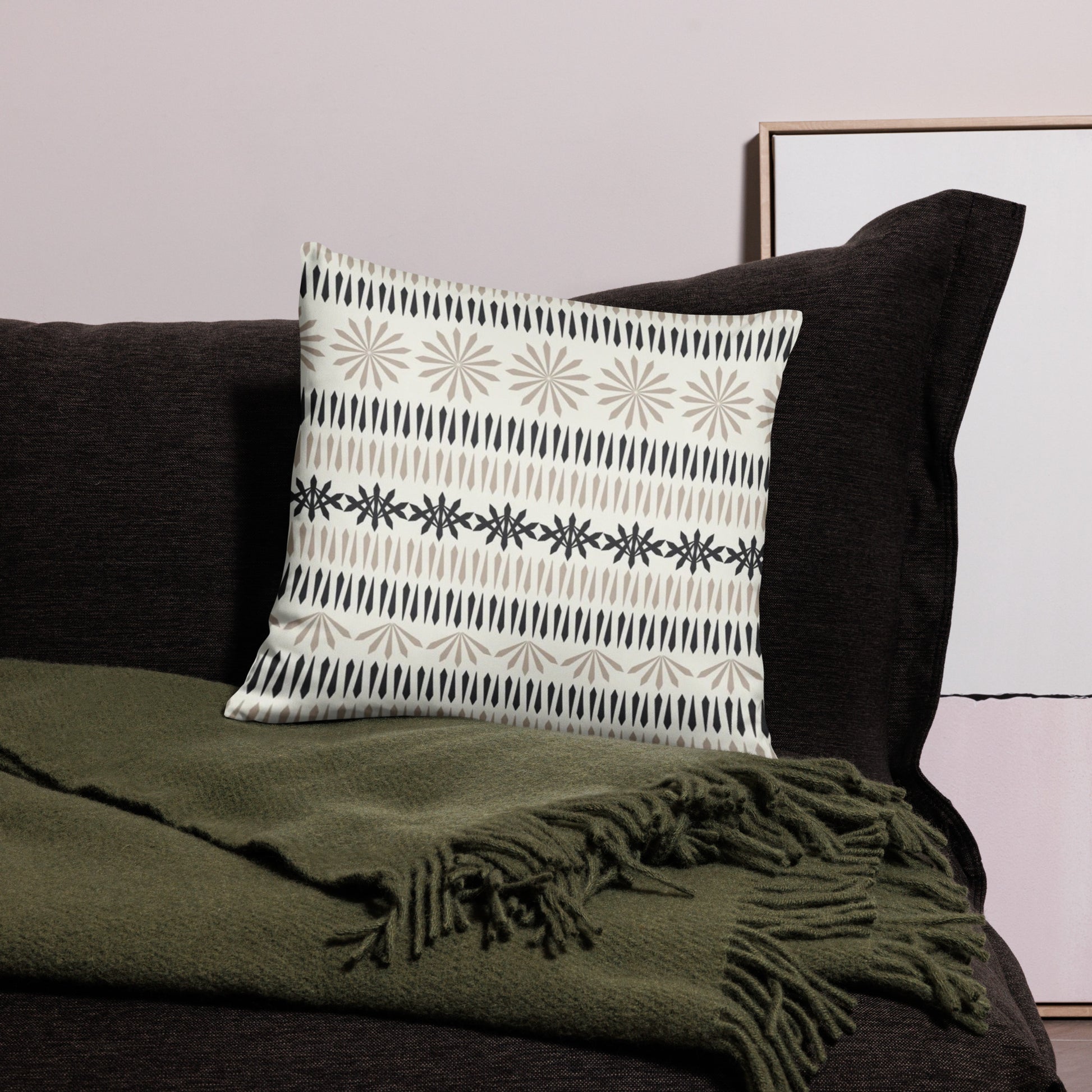 Snowflakes Pattern Beige Throw Pillow