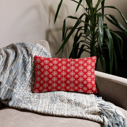 Snowflakes Pattern Christmas Throw Pillow in Red and White