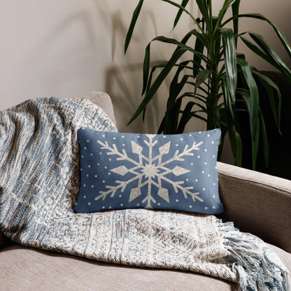 White Glittery Snowflakes Winter Pattern Throw Pillow