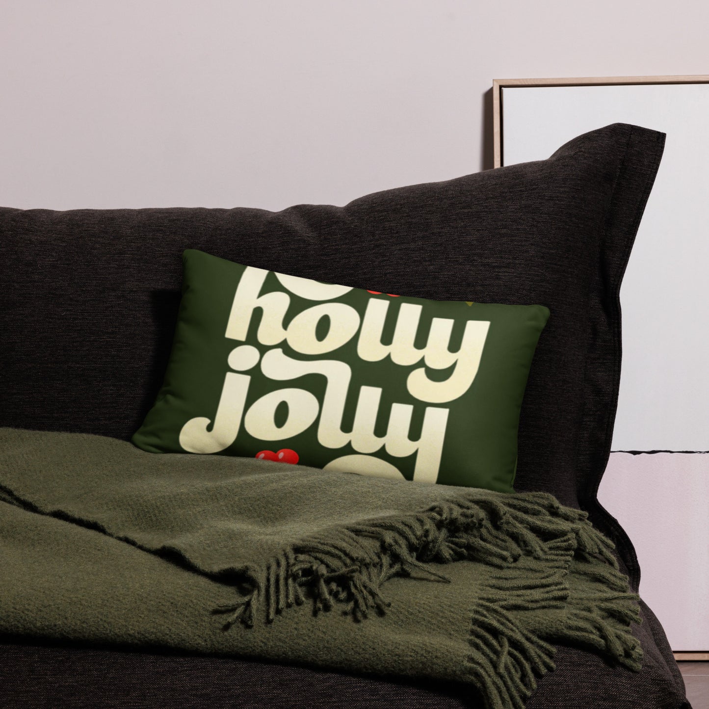 Holly Jolly Christmas Throw Pillow