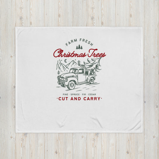 Farm Fresh Christmas Trees Throw Blanket for Holiday Season