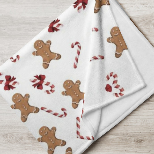 Gingerbread and Candy Canes Throw Blanket