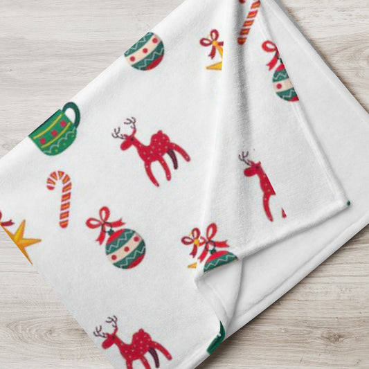 Hand Drawn Flat Christmas Pattern Throw Blanket