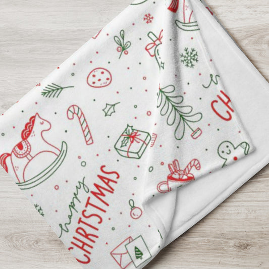 Cute Christmas Doodle Throw Blanket