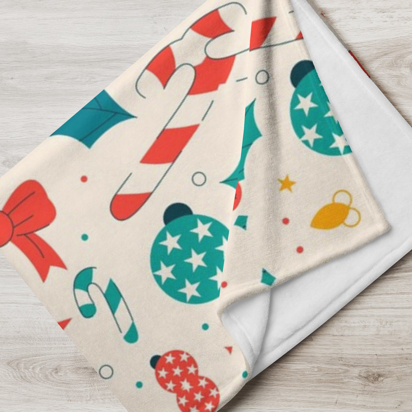 Flat Christmas Design Throw Blanket with Candy Canes