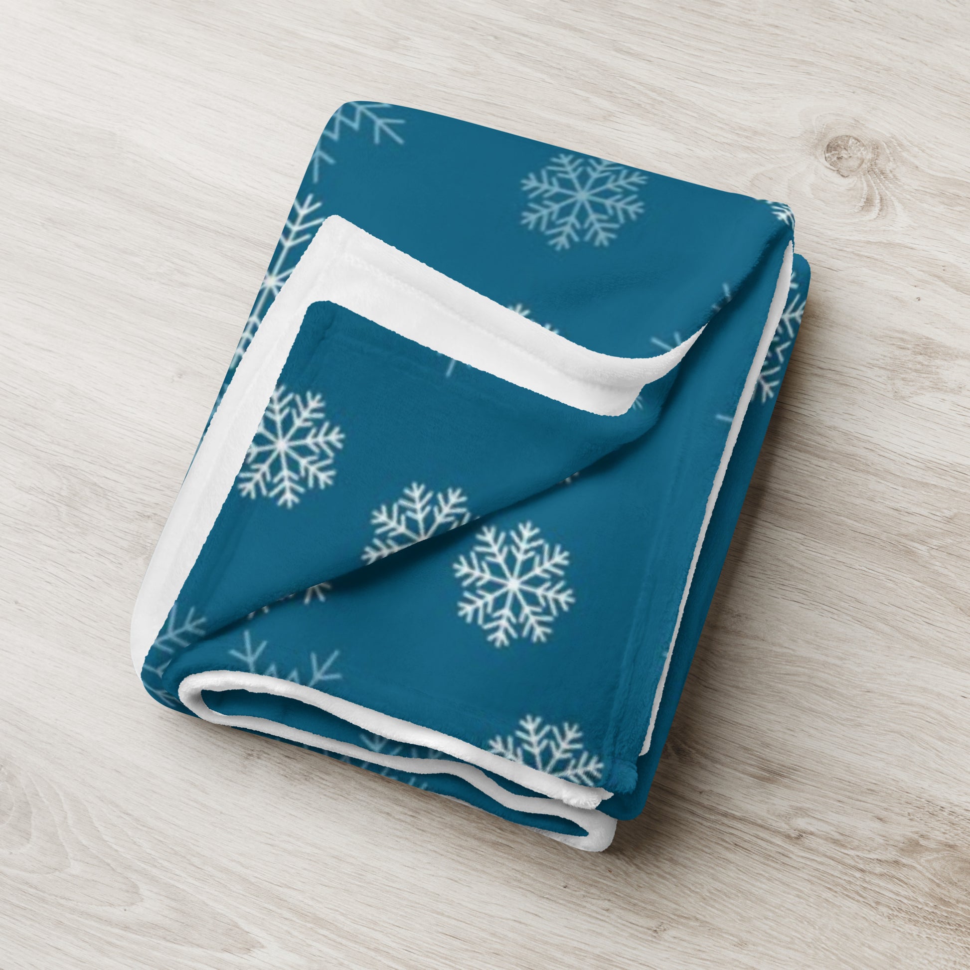 Snowflakes on Christmas Blue Throw Blanket 