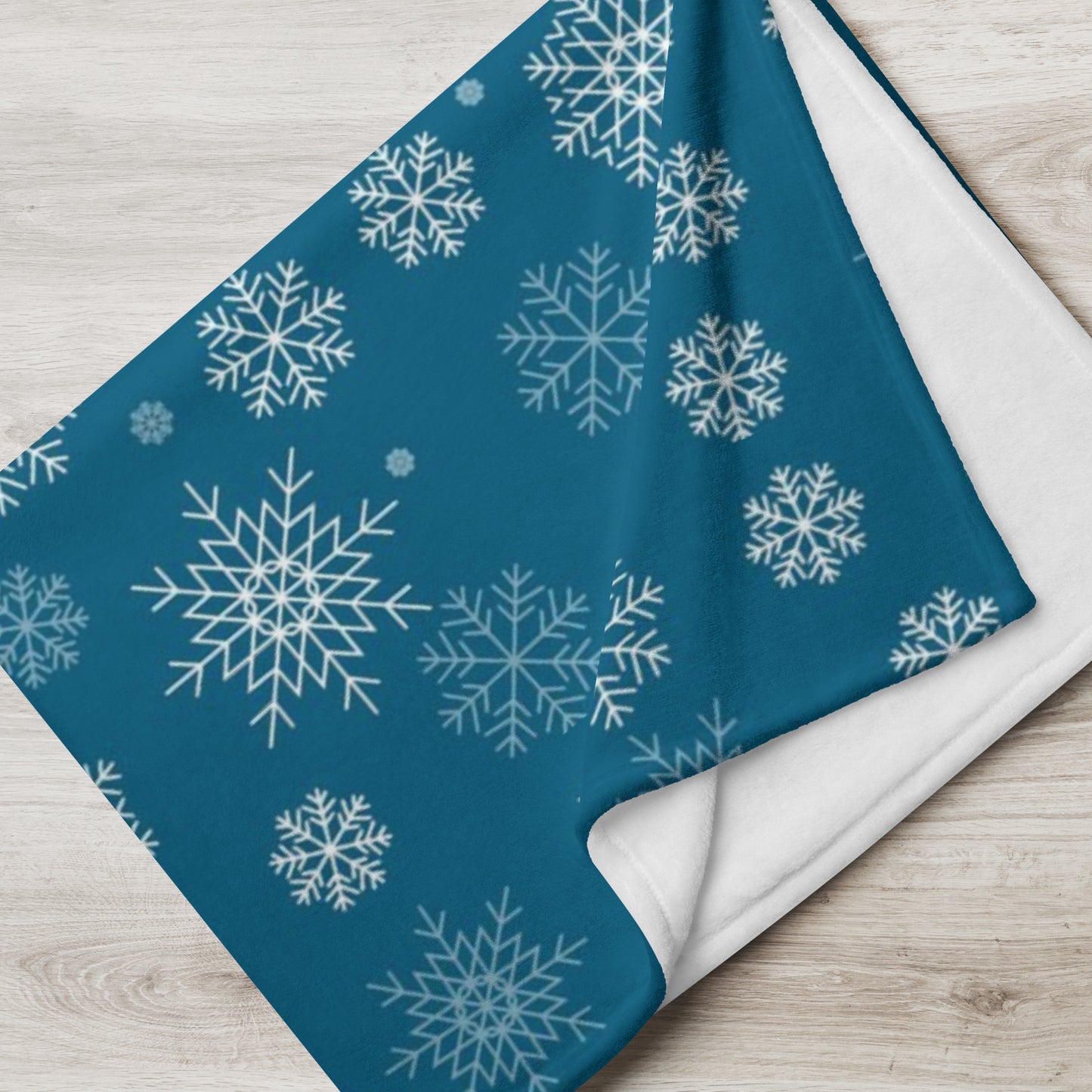 Snowflakes on Christmas Blue Throw Blanket 